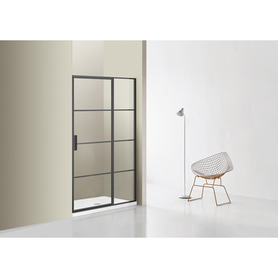 Saniclass Bellini Douchedeur - 130x200cm - vast paneel - frame lines buitenzijde - anti kalk - mat zwart