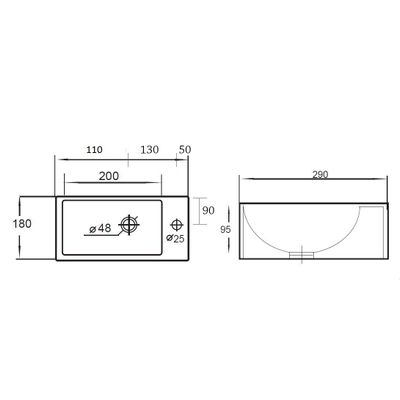 Best Design Wonder fontein 29x18x9.5cm 1 kraangat rechts keramiek wit