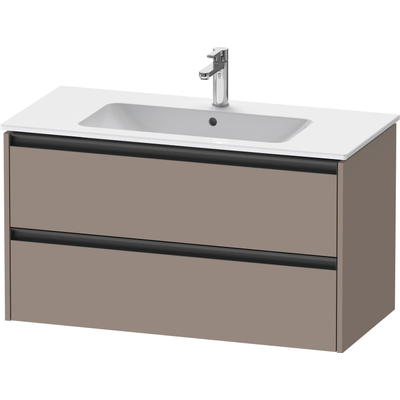 Duravit Ketho 2 wastafelonderbouwkast met 2 laden 101x48x55cm met grepen antraciet basalt mat