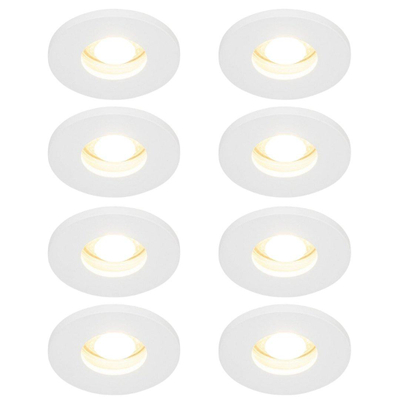 QAZQA Shed Inbouwspot - set van 8 - 8.5x8.5cm - IP54 - rond - mat wit