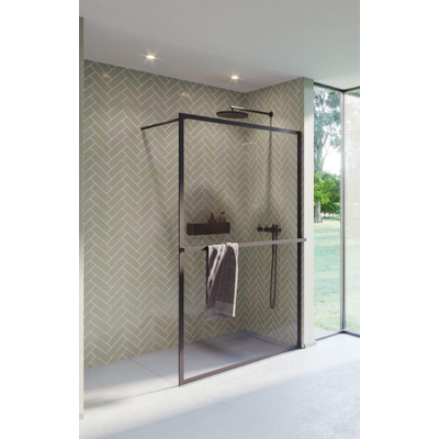 Riho Lucid inloopdouche 120x200cm met handdoekrek kader zwart