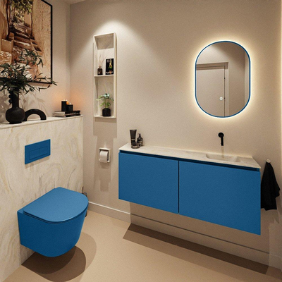 MONDIAZ TURE-DLUX 120cm toiletmeubel Jeans. EDEN wastafel Ostra positie rechts. Zonder kraangat.