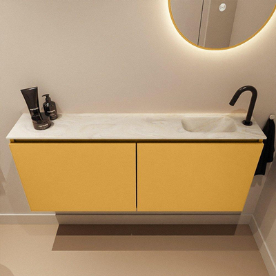 MONDIAZ TURE-DLUX 120cm toiletmeubel Ocher. EDEN wastafel Ostra positie rechts. Met 1 kraangat.