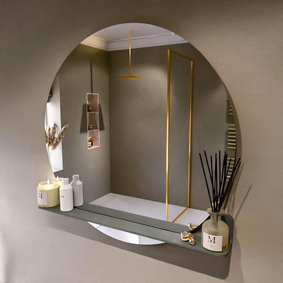 Mondiaz SPOT Badkamerspiegel - rond 100cm - spiegelplanchet - kleur Smoke