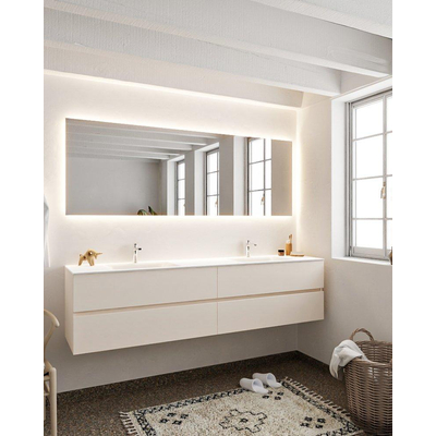 MONDIAZ VICA Badkamermeubelset - 200cm - 4 lades - wasbak Cloud dubbel - 2 kraangaten - solid surface linen