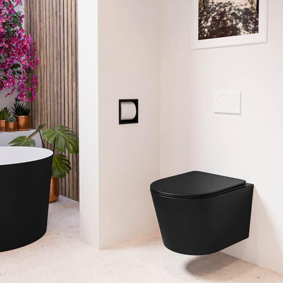 MONDIAZ LAVIE wandclosetpack - 36x53cm - diepspoel - rimless - Urban (zwart) - softclose - quick-release - toiletzitting - Urban (zwart)