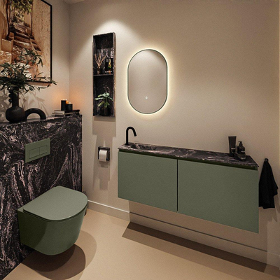 MONDIAZ TURE-DLUX 120cm toiletmeubel Army. EDEN wastafel Lava positie links. Met 1 kraangat.