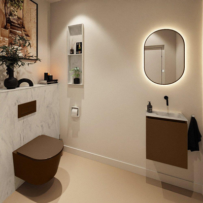 MONDIAZ TURE-DLUX 40cm toiletmeubel Rust. EDEN wastafel Opalo positie rechts. Zonder kraangat.