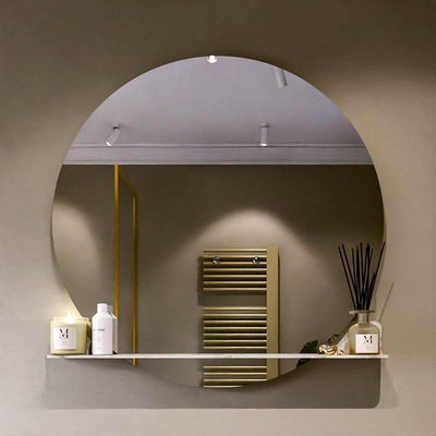 Mondiaz SPOT Badkamerspiegel - rond 110cm - spiegelplanchet - kleur Frappe