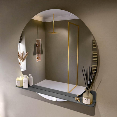 Mondiaz SPOT Badkamerspiegel - rond 110cm - spiegelplanchet - kleur Dark Grey