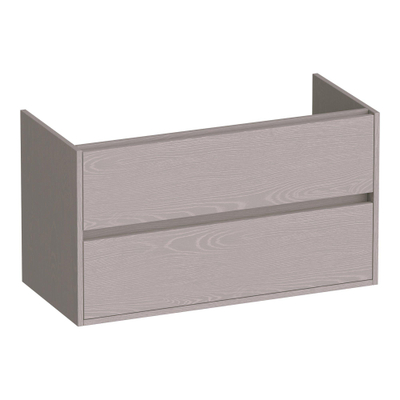 BRAUER Adore wastafelonderkast - 100x46x55cm - 2 softclose lades - greeploos - 1 sifon uitsparing - Timber Greige