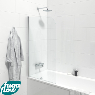 FugaFlow Efficiente Vetro Badwand - 1 delig draaibaar - 80x150cm - 6mm veiligheidsglas - anti kalk - chroom