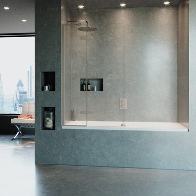 Crosswater Optix 10 Badwand - 90x150cm - 2-delig - links - 180graden - geborsteld RVS