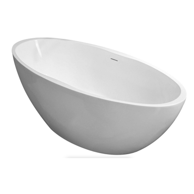 Wiesbaden Oval vrijstaand ligbad 170 x 78 cm acryl mat wit met waste mat wit
