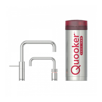 Quooker Nordic Square Twintaps kokendwaterkraan - draaibare uitloop - PRO3 reservoir - Warm / kokend water - Chroom