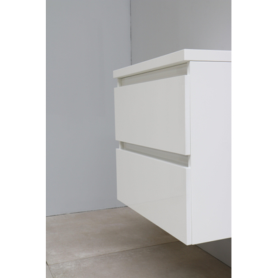 Adema Bella badmeubel met keramiek wastafel 1 kraangat 60x55x46cm Wit hoogglans Flat Pack