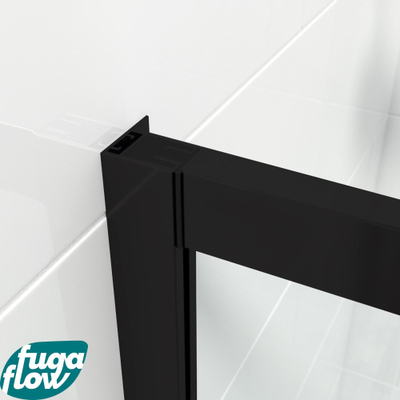 FugaFlow Efficiente Vetro Badwand - 2 delige schuifdeur - 170x150cm - 6mm veiligheidsglas - anti kalk - mat zwart