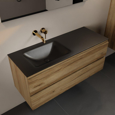 Mondiaz Aivy badmeubelset - 120x45x50cm - 0 kraangaten - 1 wasbak urban Solid surface - Links - 2 lades - Met spiegel - Melamine Chai