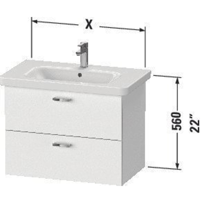 Duravit XBase Wastafelonderkast 73x44.8x56cm Standaard greep met softclose spaanplaat Grafiet Mat