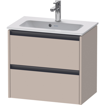 Duravit Ketho 2 wastafelonderbouwkast met 2 laden 61x39x54.9cm met grepen antraciet taupe mat