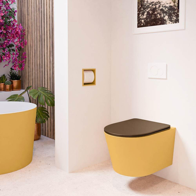 MONDIAZ LAVIE wandclosetpack - 36x53cm - diepspoel - rimless - Ocher (geel) - softclose - quick-release - toiletzitting - Rust (rood)