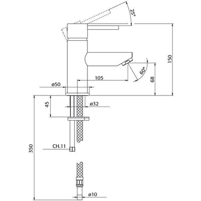 Xenz Duero Wastafelkraan 15cm RVS