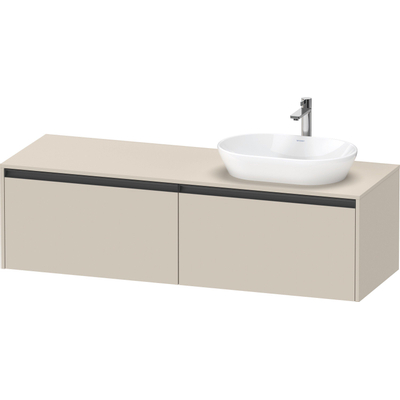 Duravit Ketho 2 wastafelonderbouwkast incl. consoleplaat met 2 laden voor waskom rechts 160x55x45.9cm met handgrepen antraciet taupe supermat