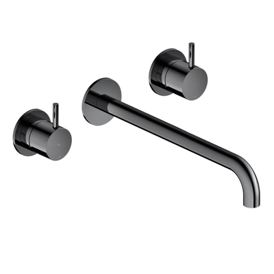 Hotbath Cobber afbouwdeel wastafelmengkraan 3 gats en 25 cm uitloop zwart chroom SHOWROOMMODEL