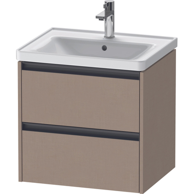 Duravit Ketho 2 Wastafelonderkast - 2 laden - 58.4x45.5x54.9cm - grepen antraciet - linnen mat