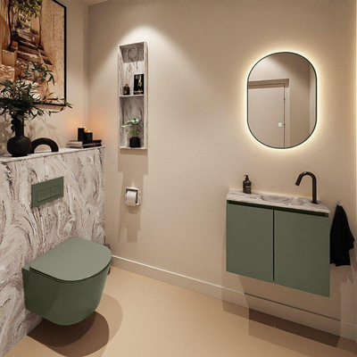 MONDIAZ TURE-DLUX 60cm toiletmeubel Army. EDEN wastafel Glace positie rechts. Met 1 kraangat.