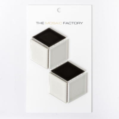 SAMPLE The Mosaic Factory Paris mozaïektegel 48x81x6mm wandtegel voor binnen en buiten 3D cubic porselein wit grijs zwart