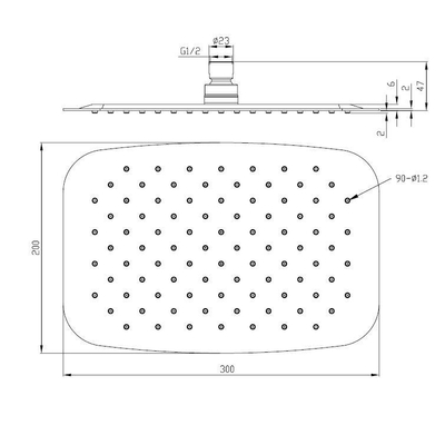 Wiesbaden UFO ovale hoofddouche 300x200x2 geborsteld staal