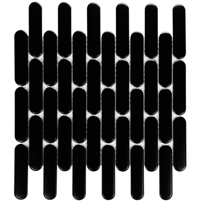 The Mosaic Factory Sevilla mozaïektegel - 30x30cm - wand en vloertegel - Ovaal - Porselein Black Mat