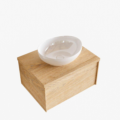 MONDIAZ LUSH Badkamermeubelset - 60cm - 1 lade - wastafel BARCO - wasbak midden - 1 kraangat - washed oak - OUTLET UDEN