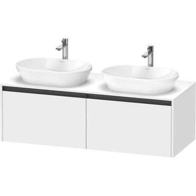 Duravit Ketho 2 wastafelonderbouwkast incl. consoleplaat met 2 laden voor dubbele waskommen 140x55x45.9cm met handgrepen antraciet wit mat