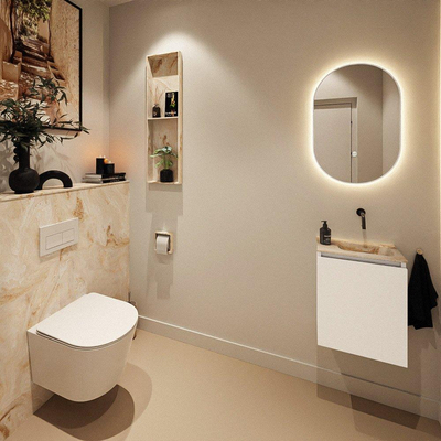 MONDIAZ TURE-DLUX 40cm toiletmeubel Talc. EDEN wastafel Frappe positie rechts. Zonder kraangat.