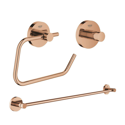 GROHE Essentials accessoireset 3-delig met handdoekhouder, handdoekhaak en toiletrolhouder zonder klep warm sunset