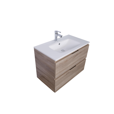 Adema Looks badmeubel met wastafel 80x45.5x58cm met overloop hout - OUTLET