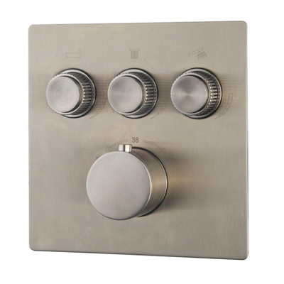 Wiesbaden Caral badset - 3 functies - handdouche 3 standen - hoofddouche 25cm - met garnituur - RVS geborsteld