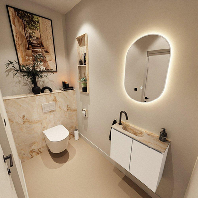 MONDIAZ TURE-DLUX 60cm toiletmeubel Talc. EDEN wastafel Frappe positie links. Met 1 kraangat.