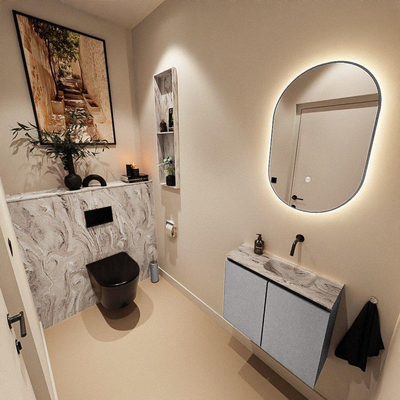 MONDIAZ TURE-DLUX 60cm toiletmeubel Plata. EDEN wastafel Glace positie rechts. Zonder kraangat.