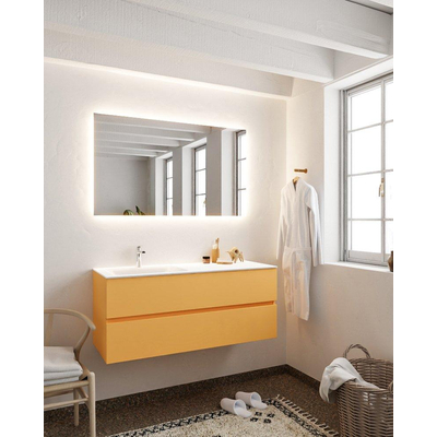 MONDIAZ VICA Badkamermeubelset - 120cm - 2 lades - wasbak Cloud links - 1 kraangat - solid surface ocher