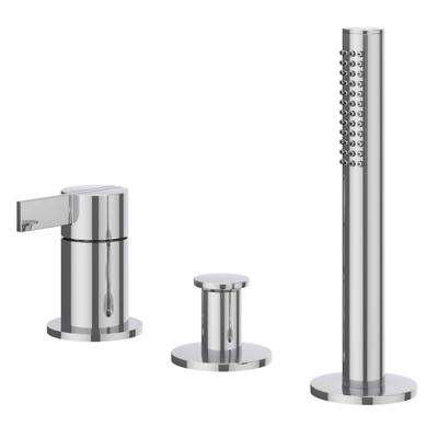 IVY Pact Badrandcombinatie - 3-weg - mengkraan - uittrekbare handdouche - zonder uitloop - Chroom