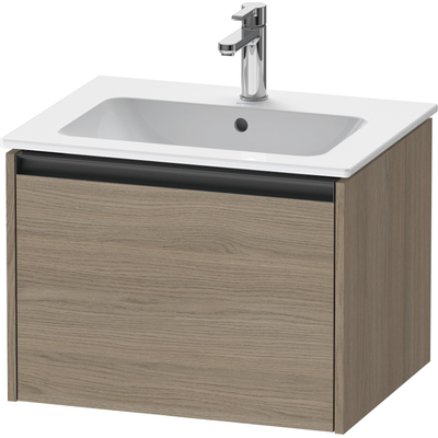 Duravit Ketho 2 wastafelonderbouwkast met 1 lade 61x48x44cm met greep antraciet eiken terra mat