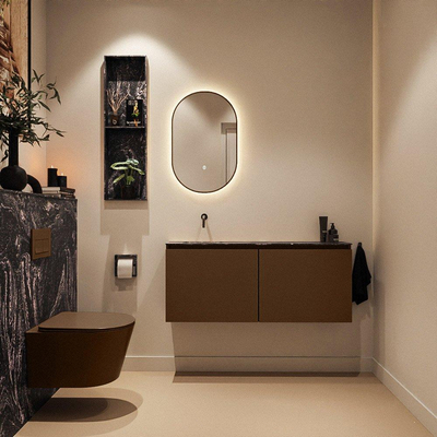 MONDIAZ TURE-DLUX 120cm toiletmeubel Rust. EDEN wastafel Lava positie links. Zonder kraangat.