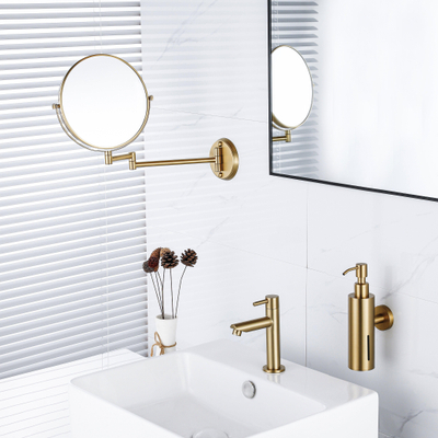 Fortifura Calvi zeepdispenser - wand - rond - Geborsteld Messing PVD (Goud) OUTLETSTORE