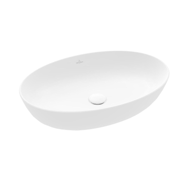 Villeroy & Boch Artis opzetwastafel ovaal 61x41x12.5cm Ceramic+ zonder kraangat zonder overloop stone white