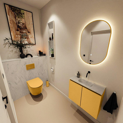 MONDIAZ TURE-DLUX 60cm toiletmeubel Ocher. EDEN wastafel Opalo positie midden. Zonder kraangat.