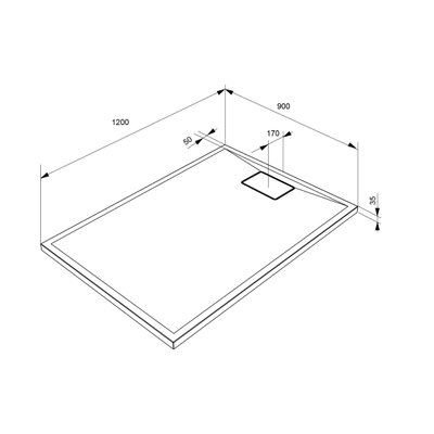 Allibert Terreno douchebak 90x120cm rechthoek Polybeton Zwart