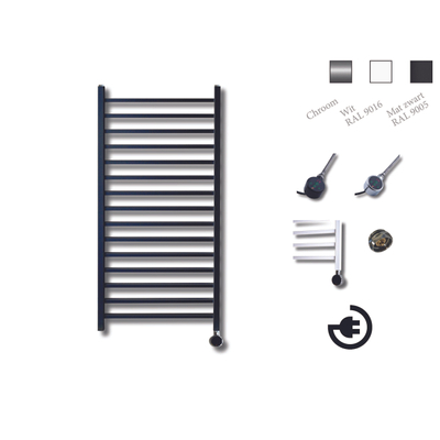 Sanicare Qubic Elektrische Design Radiator - 126.4 x 60 cm - 773 Watt - thermostaat zwart rechtsonder - zwart mat